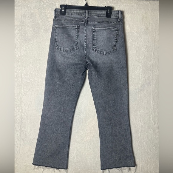 Fidelity Denim Juniper Crop Flare‎ Jeans in Surfire Gray Raw Hem Size 30 - Picture 2 of 8